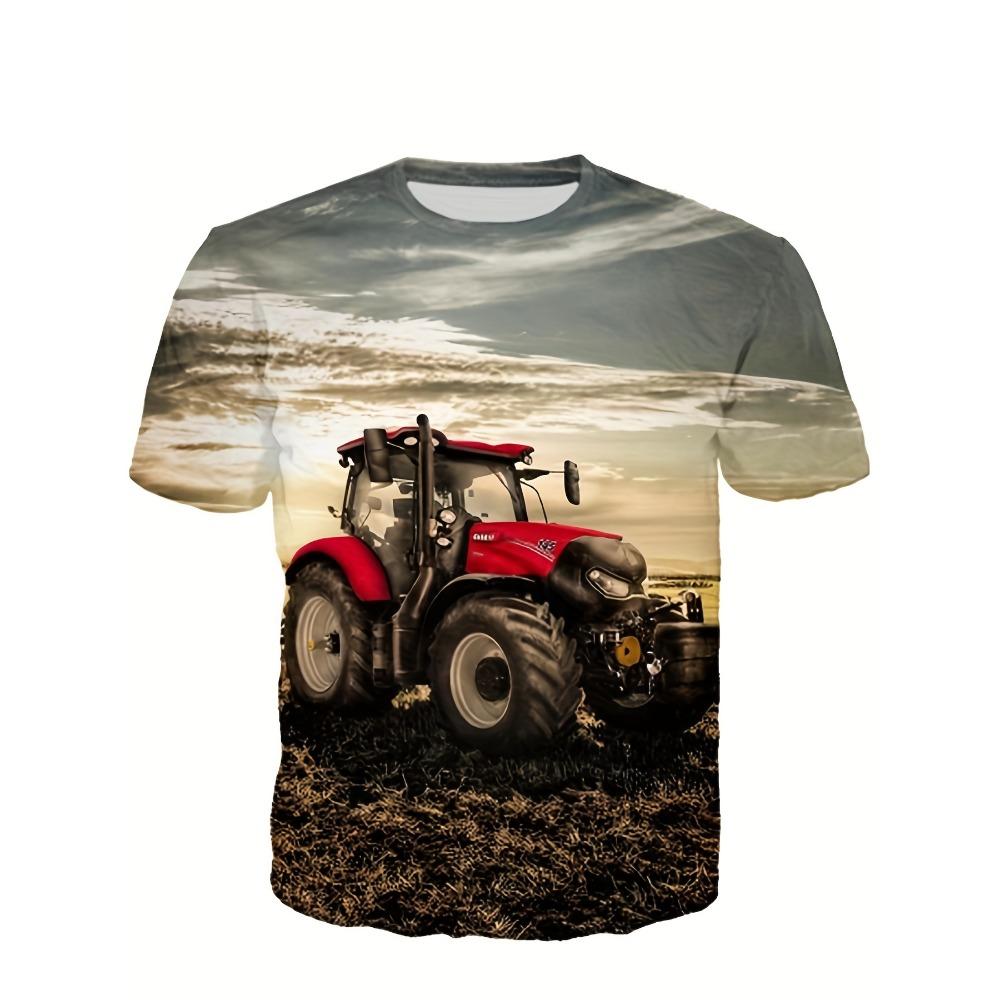 Футболка с принтом «Тягачи для детей» на 3D-принте, одежда для мальчиков, топы для девочек, футболка с коротким рукавом для детей с изображением машин и тракторов, летние футболки для мальчиков