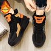 Мужские зимние бархатные утепленные ботинки с высоким верхом, хлопковые ботинки с интегрированным мехом, на толстой подошве, нескользящие, повседневные спортивные кроссовки для бега