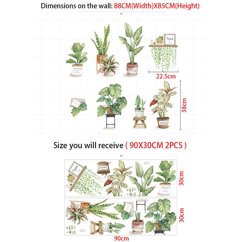 Green Leaves Wall Stickers Home Living Room Decorative Vinyl Wall Decal Plants