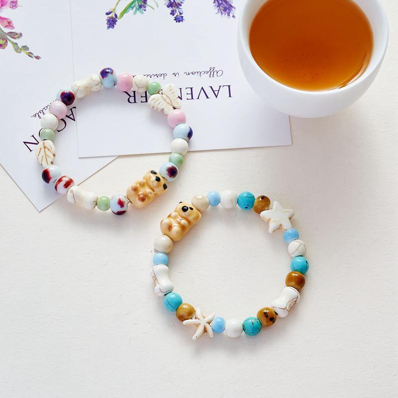 Керамические украшения Милый браслет с медведем Женский браслет Одинарная петля Подарок