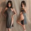 Erotic Underwear Women's High Split Ends Women's Sexy Nightclub Perspective Secretary Long Dress