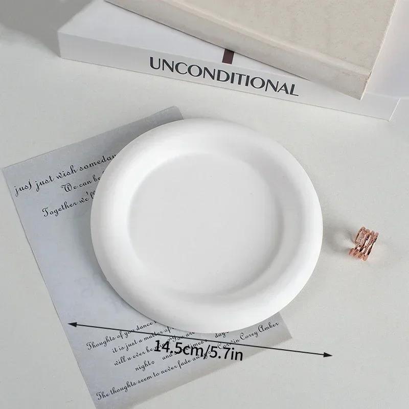 Креативный поднос для хранения нестандартных колец, демонстрационная тарелка для украшений, белая художественная гипсовая тарелка, домашний декор, реквизит для фотографий, чаши