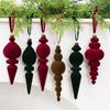 9Pcs Shatterproof Velvet Christmas Ball Set Vintage Long Finial Hanging Ornaments  Indoor