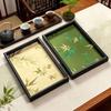 Chinese Style Bamboo Leaf Serving Tray Wooden Rectangular Storage Tray  Desktop