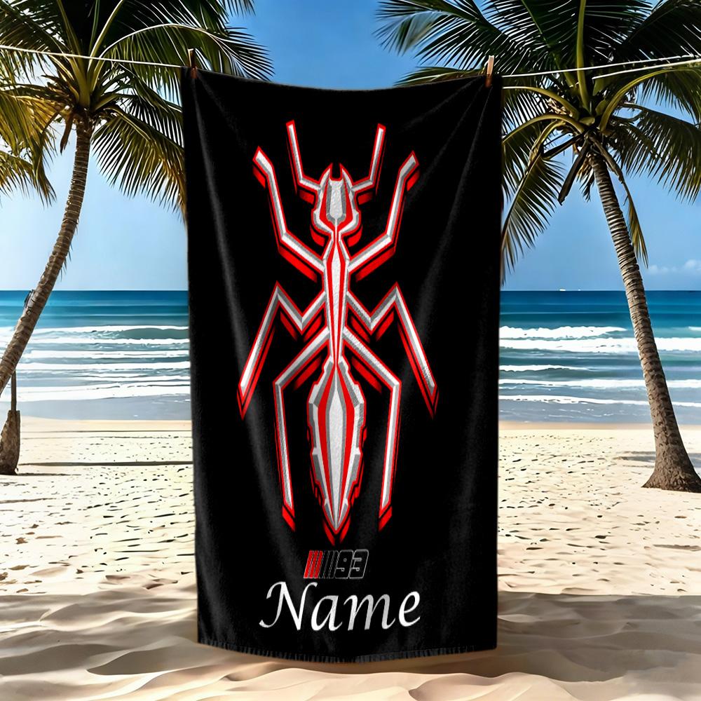 Ant Symbol Design Customize Text Beach Towel Soft Durable Quick-Dry Suitable for Swimming Gym Camping Yoga Vacation