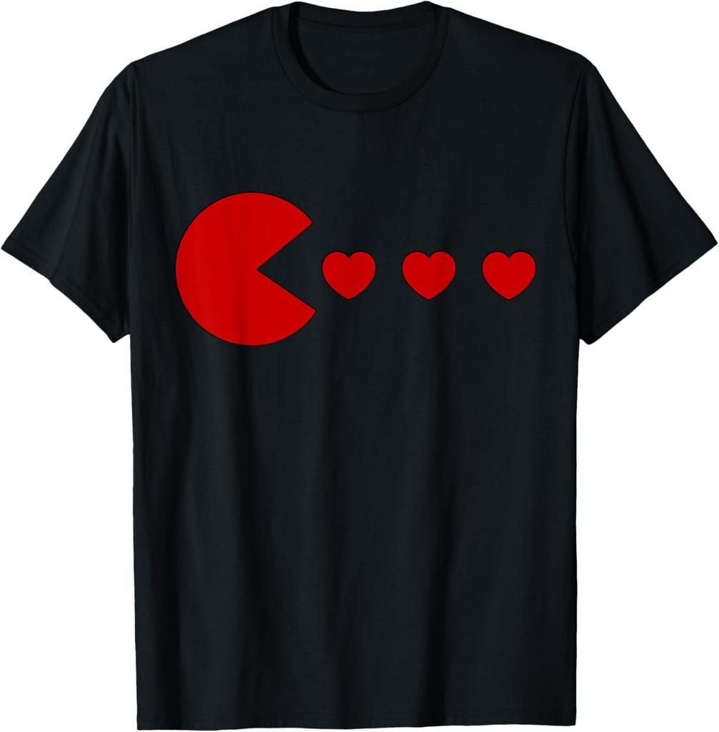 Valentines Day Retro Game Eating Hearts Gaming Boys Kids Men T-Shirt
