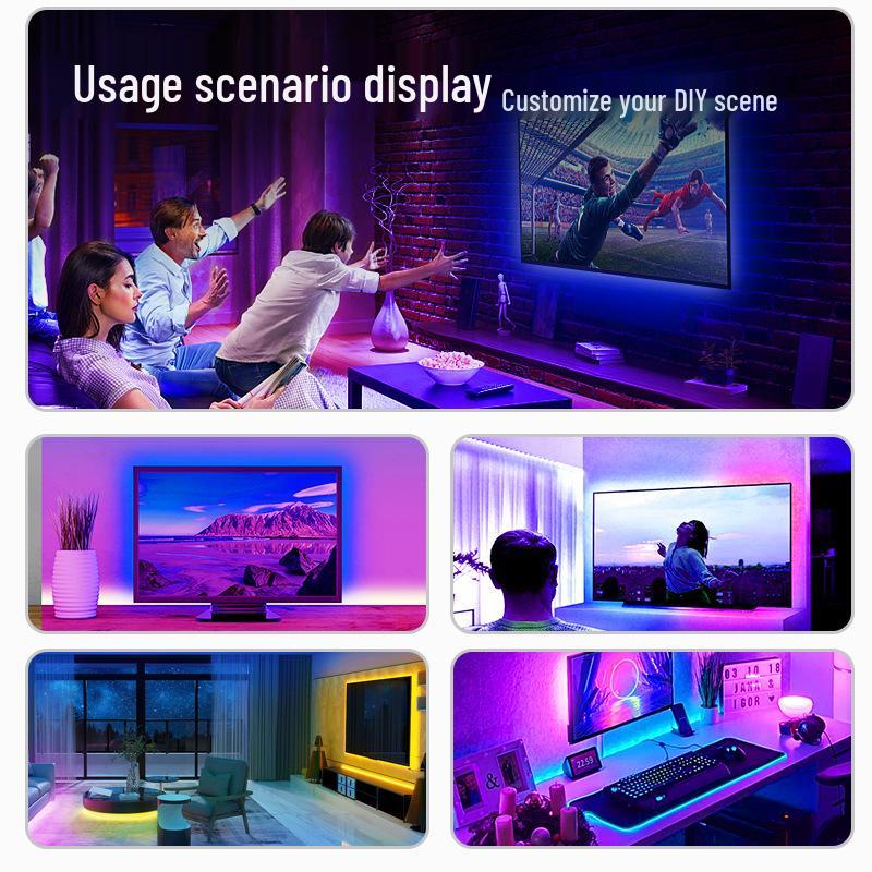 5V RGB Bluetooth Светодиодная лента: Самоклеящийся, Семицветный, Синхронизация с музыкой, Питание от USB, Низковольтный