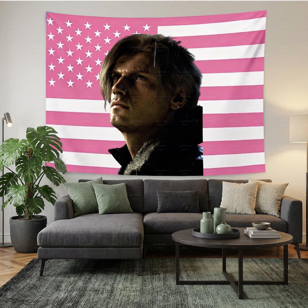 Leon Kennedy Resident Evil Tapestry Wall Cloth Background for Restaurant Bar Party Horror Game Wall Decor