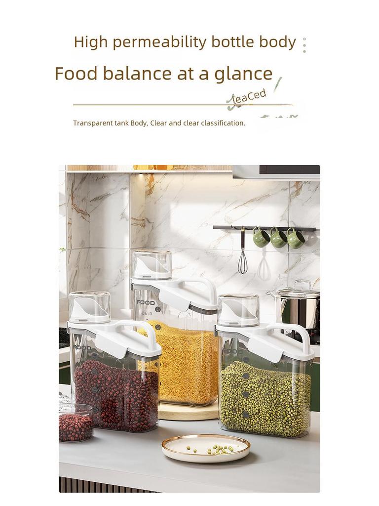 Большая прозрачная влагонепроницаемая банка для зерна с крышкой для сохранения свежести на кухне