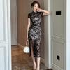 GMXIA Улучшенное китайское кружевное платье Cheongsam с короткими рукавами, женское молодое повседневное платье, юбка, юбка в национальном стиле