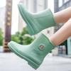Fashion Women's Short Fashion Ankle Boots Solid Color Rain Boots With Warm Socks Outdoor Non-slip Wear-resistant Work Water Shoes 36-40
