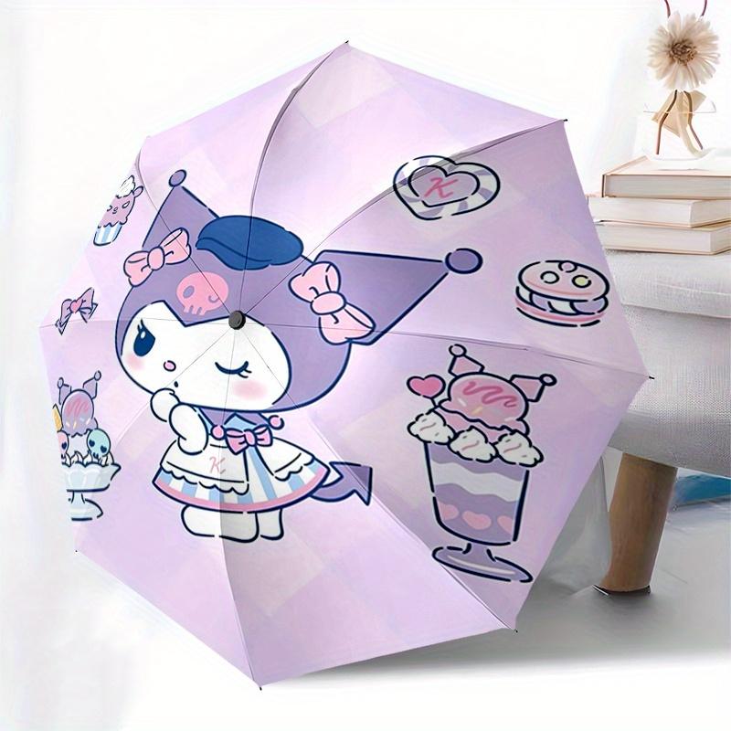 1pc Sanrio,Kuromi Automatic Umbrella-Foldable, Durable 8-Bone Design, Compact and Stylish, Great for Camping, Halloween, Christmas, Mother's