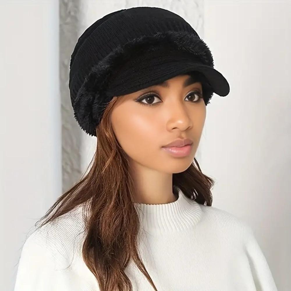 Soft Woolen Hat Elastic Hooded Thermal Cap Versatile Knitted Scarf  Women