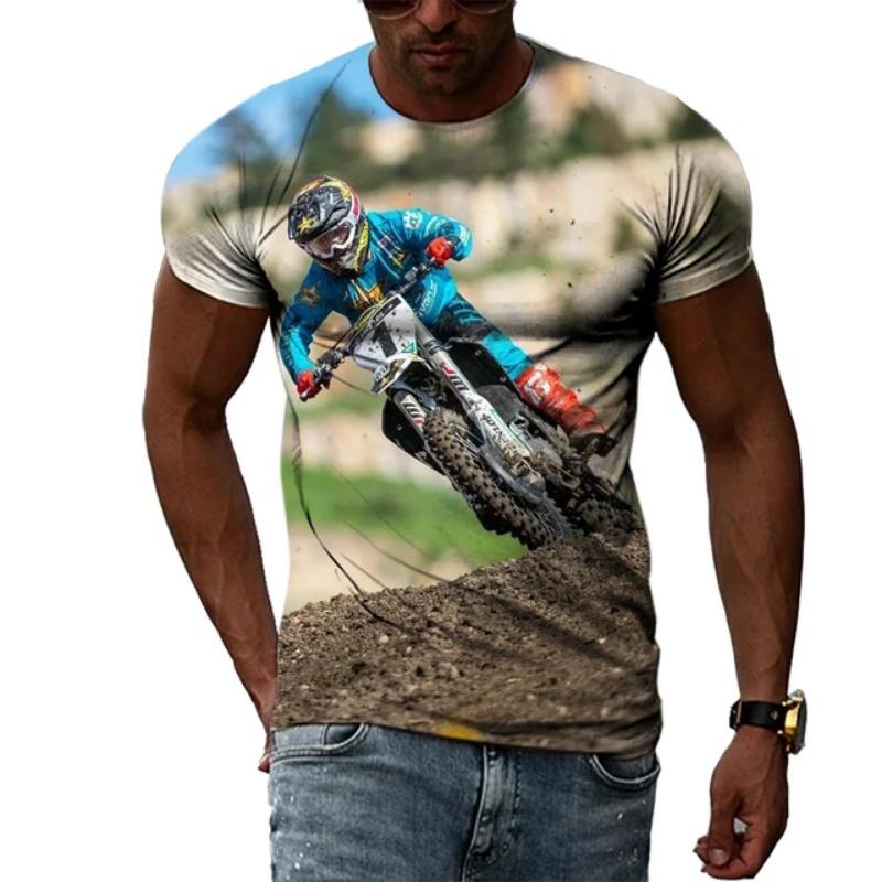 Новая модная крутая 3D футболка с рисунком мотокросса для мужчин, летняя трендовая хип-хоп футболка в стиле Харадзюку с принтом, рисунок мотоцикла O Colla