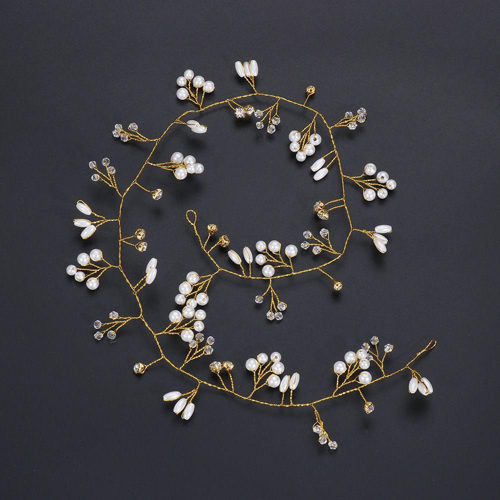 Тиара Романтические украшения для волос Свадебная прическа Виноградная лоза Ободок для волос со стразами Аксессуары для невесты Жемчуг Кристалл