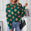 Women's Casual Long Sleeve Crewneck Sweaters Fall Winter Printed Oversized Knitted Pullover Tops Soft Jacquard Sweater for Women