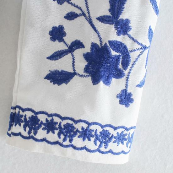 Рубашка с v-образным вырезом и длинным рукавом, однобортная женская блузка с цветочной вышивкой для свиданий