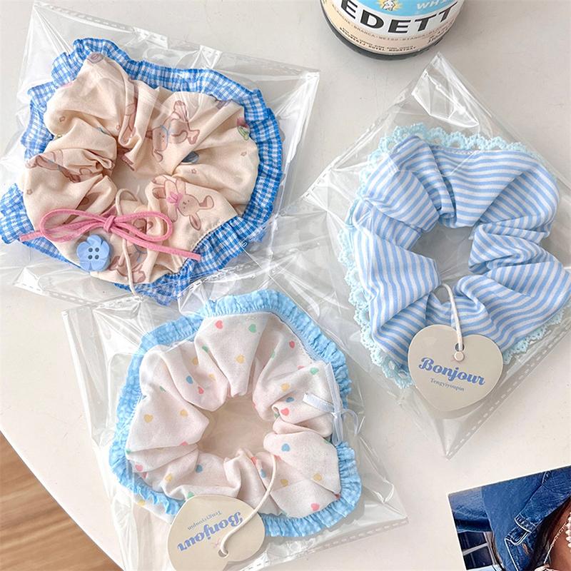 1Pc Girl Head Rope Bow Lace Hair Tie Large Intestine Hair Ring Women Scrunchies Korean Style Headwear Hair Rope