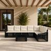 Garden Sofa Set 8 Pieces Black and Cream White Poly Rattan