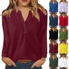 Women's T Shirt Solid Color Button Long Sleeve Daily Weekend Fashion Basic V- Neck Regular Top