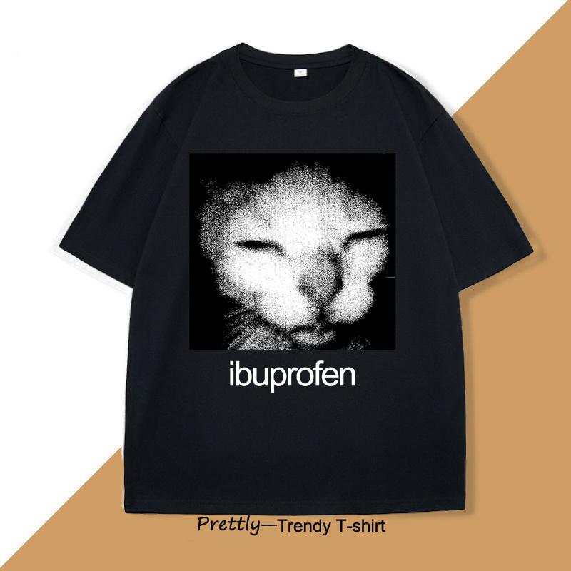 Ibuprofen Cat Meme Tshirt Unisex Causal Funny Cat Graphic T Shirts Fashion O Neck Unisexs Clothes Unisex Streetwear Tshirts