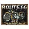 Vintage Route  American Classic Motorcycle Neon Style High Definition Metal Tin Sign Wall Art  HD Printed Tin Plate Decor for