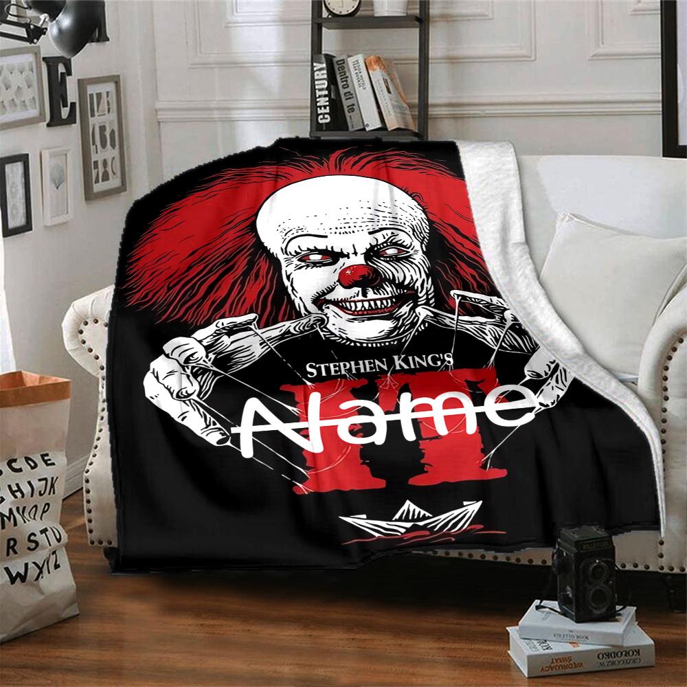 Custom Name Halloween horror Theme Printed Blanket - Perfect for Couch, Bed, Travel & Outdoor Use | Machine Washable, Cozy & Durable.