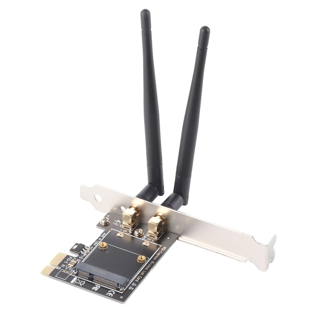 Mini PCI‑E to PCI‑E Card Adapter with 2 Antennas for Half Size PCI Express Wireless Card