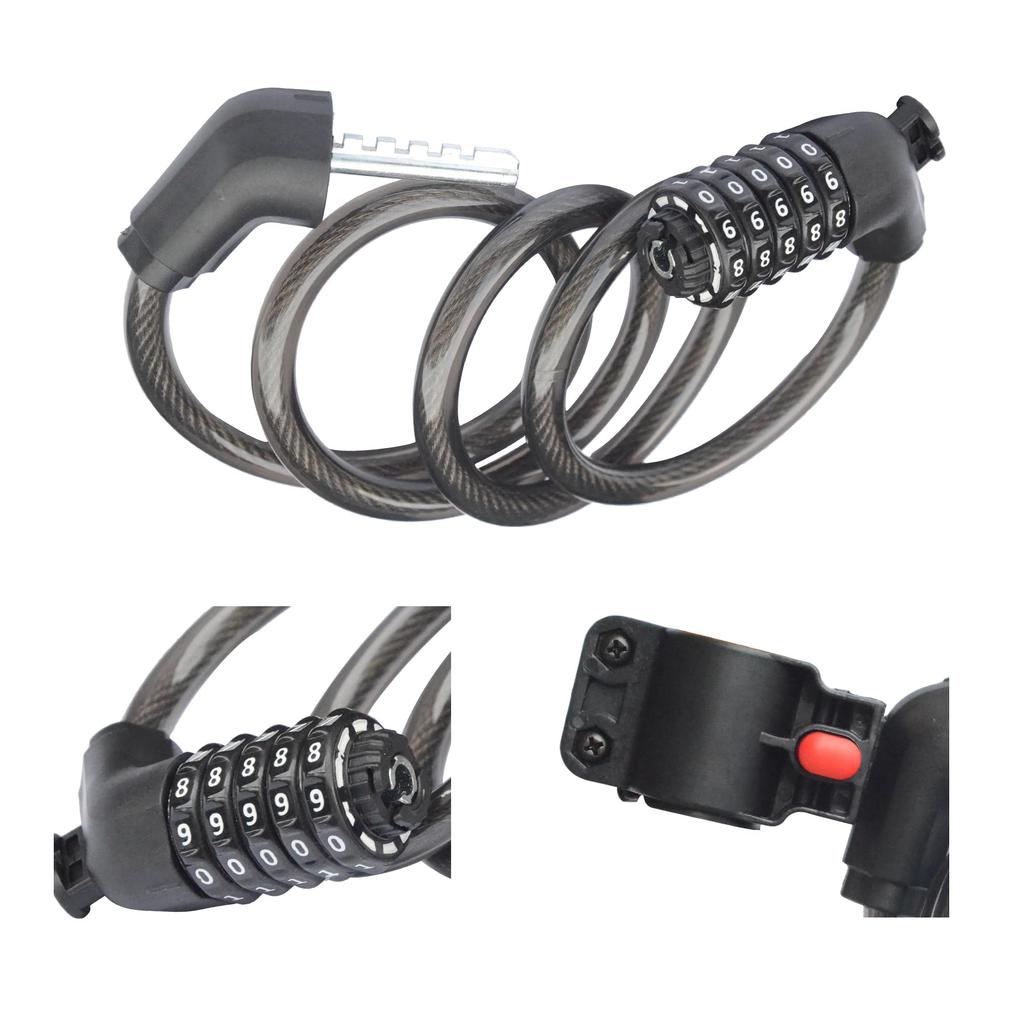 ZHEGE Bicycle Wire 1200mm 12mm Japanese Instruction Manual Included Lock, Lock, 5-Digit Combination, Long, Cross-Section Diameter, Anti-Theft, (Black)