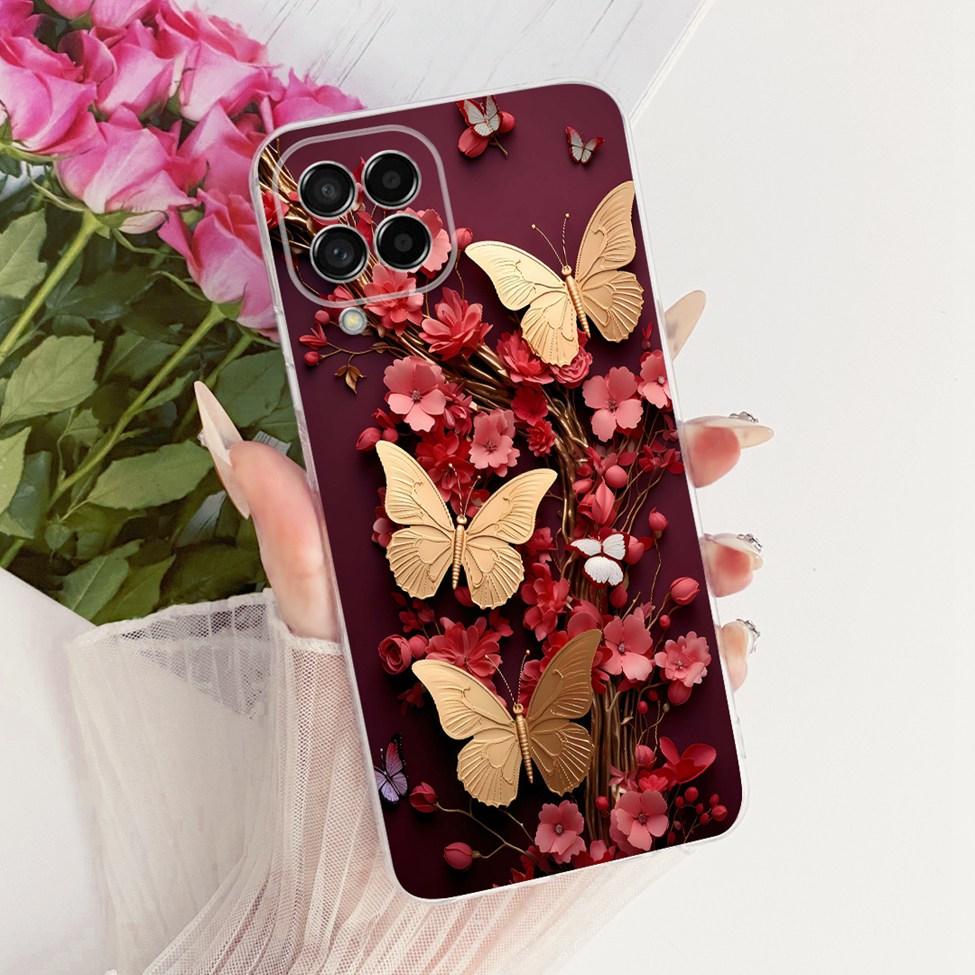 Clear For Samsung M53 5G Case Luxury Fashion Butterfly Funny Cute Painted Cover For Samsung Galaxy M53 5G SM-M536B Casing