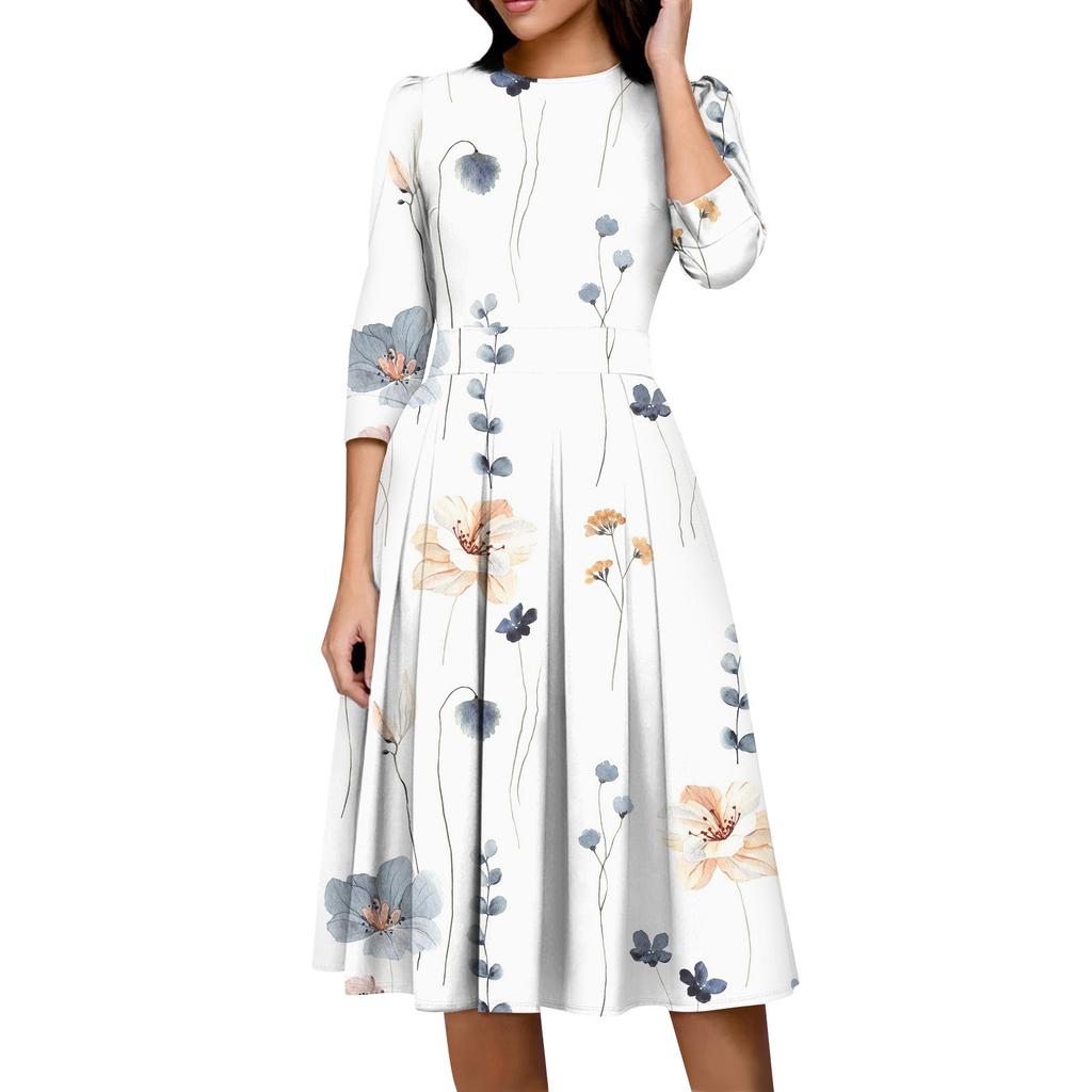 Женское повседневное и модное платье с карманом на рукаве 3/4 и молнией сзади