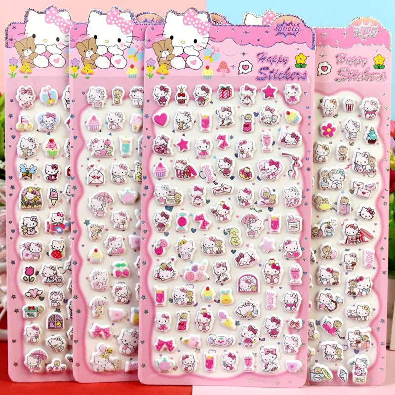 Плюшевые наклейки Hello Kitty Руководство по декорированию своими руками Наклейки для украшения блокнота, альбома, дневника Очаровательная анимация 3D пенные пузыри