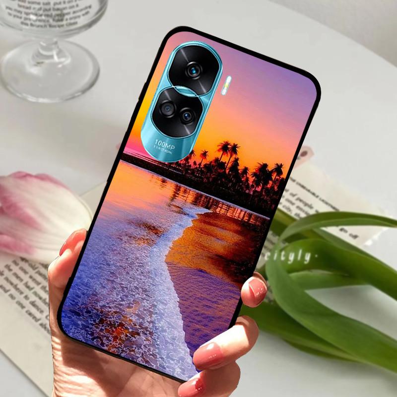 Чехол для Honor 90 Lite Honor90 Pro 5G Силиконовый Мягкий Покрашенный Черный Бампер Funda Coque для HONOR 90 Pro 90Lite Защитный Чехол