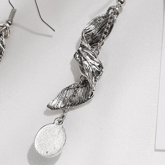 1 пара женских висячих ретро закрученных антиаллергенных серег в богемном стиле в форме перьев с гальваническим покрытием из искусственного камня