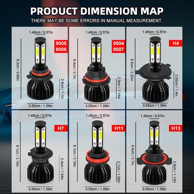 H7 LED 9005/HB3 9006/HB4 H7 Дальний/Ближний свет H13 H4 9004 9007 Все в одном LED 27000лм 6500К Угол освещения 360° Срок службы 50000 часов