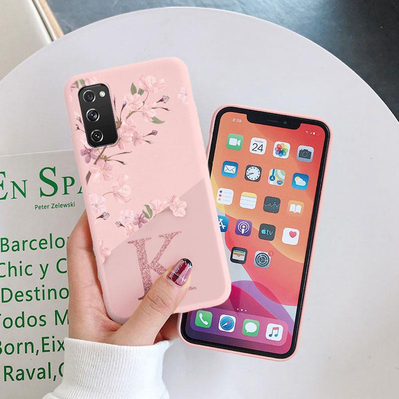 Чехлы для телефона Samsung Galaxy S25 Plus Ultra Чехол Розовые Буквы Милый Цветочный Узор Мягкий Силиконовый Корпус Сумки Задняя TPU Fundas