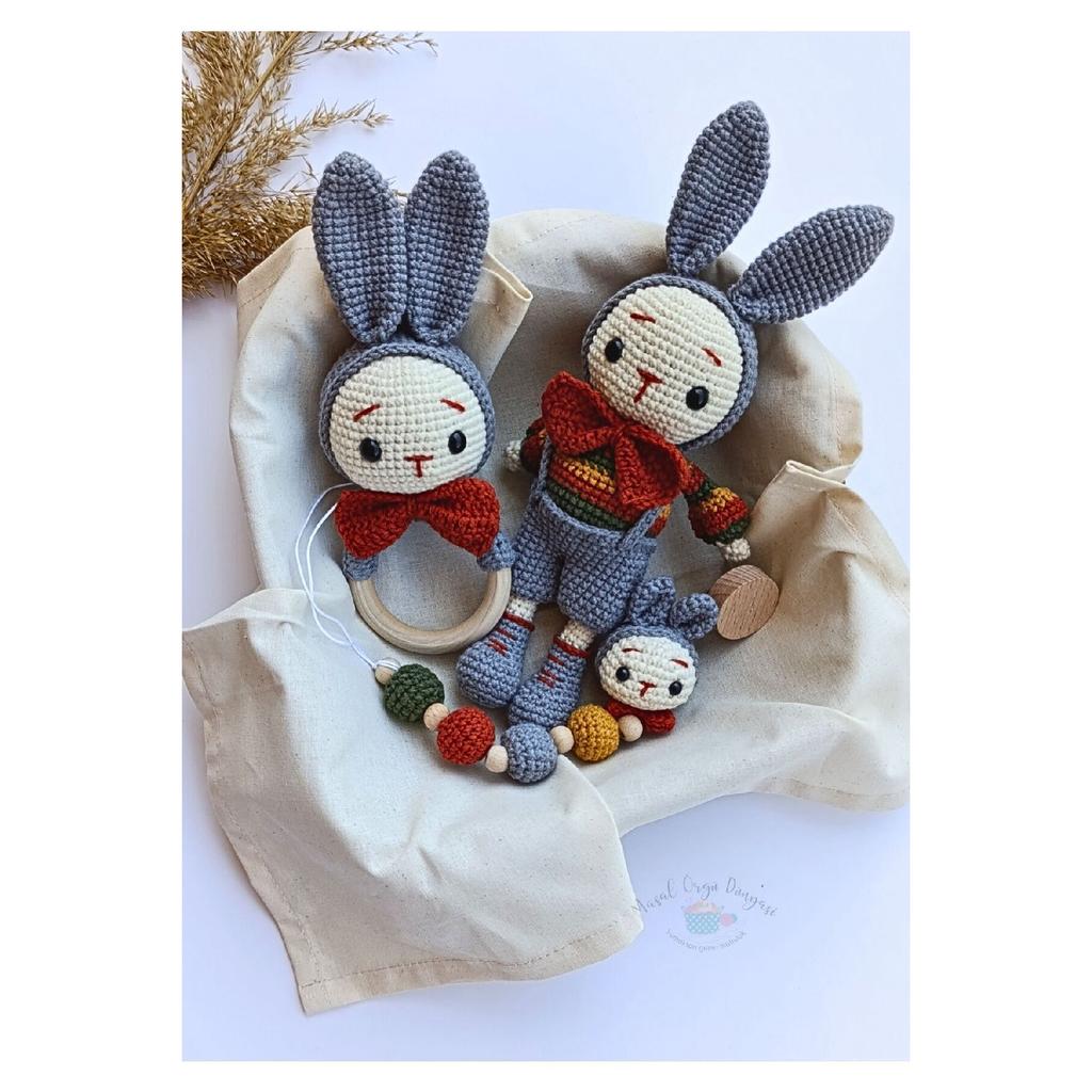 Amigurumi Rabbit Toy - Teether And Pacifier Chain/strap