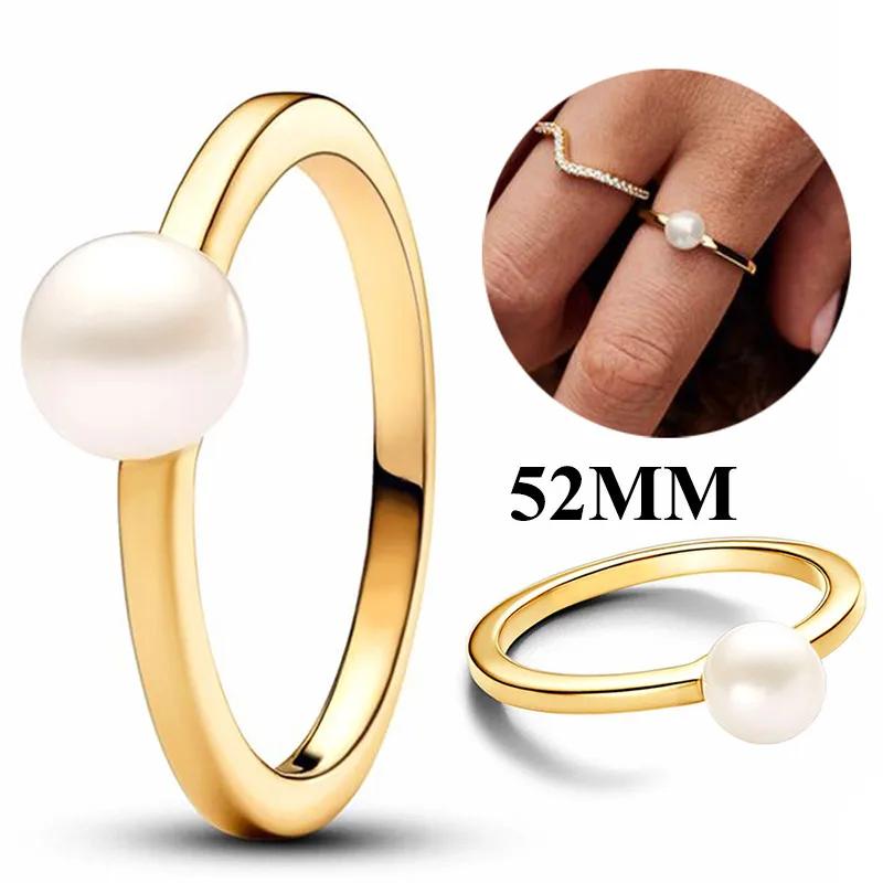 Authentic 925 Silver Rings Rose Golden Shine Pearl Ring Hoop Earrings Necklace for Women Popular Birthday Gift Fine Jewelry