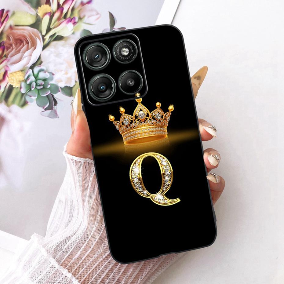 Модный Чехол с Буквой для Телефона Motorola Moto G77 G67 Задняя Крышка Для MOTO G67 G77 5G Мягкие Черные Силиконовые Чехлы
