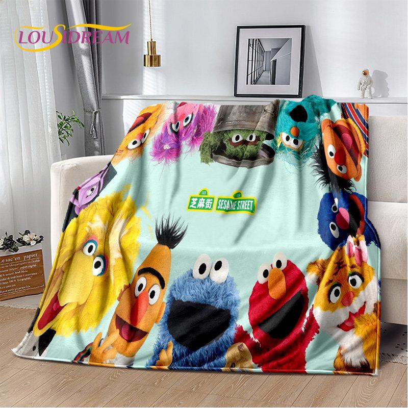 TV Sesame Street Cute Cartoon Soft Plush Blanket,Flannel Blanket Throw Blanket for Living Room Bedroom Bed Sofa Picnic Cover Kid