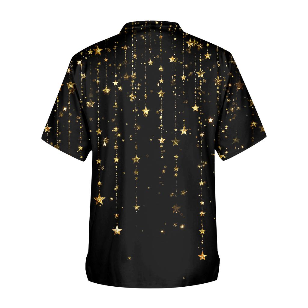 Мужская рабочая блузка с короткими рукавами и v-образным вырезом с принтом, топ с нагрудным карманом