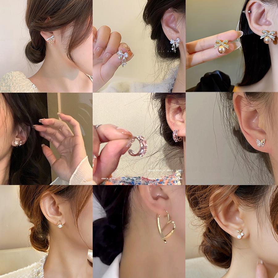 Элегантные серьги-бантики из серебра S925 с жемчугом для женщин, модный и высококлассный дизайн