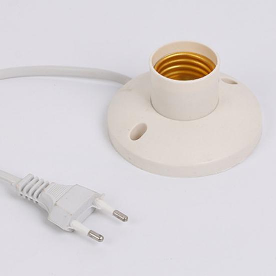 Патрон для лампы E27 с вилкой ЕС и кабелем Огнестойкий патрон для освещения дома Патрон для винтовой лампы Основание для DIY светильника Запасная часть