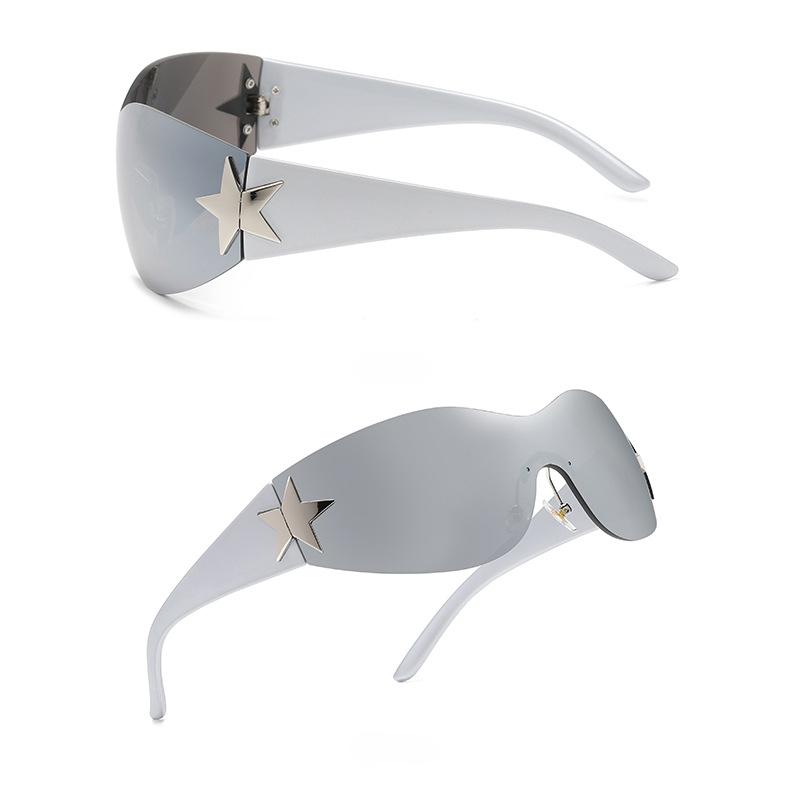 MePanda Унисекс универсальные поляризационные безрамочные солнцезащитные очки со встроенными персонализированными пятиконечными звездами, UV400