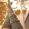 Women Warm Over Knee Socks Winter Knit Thigh-High Stockings Warm Kawaii Braided Knitted Long Stockings For Girls Woman