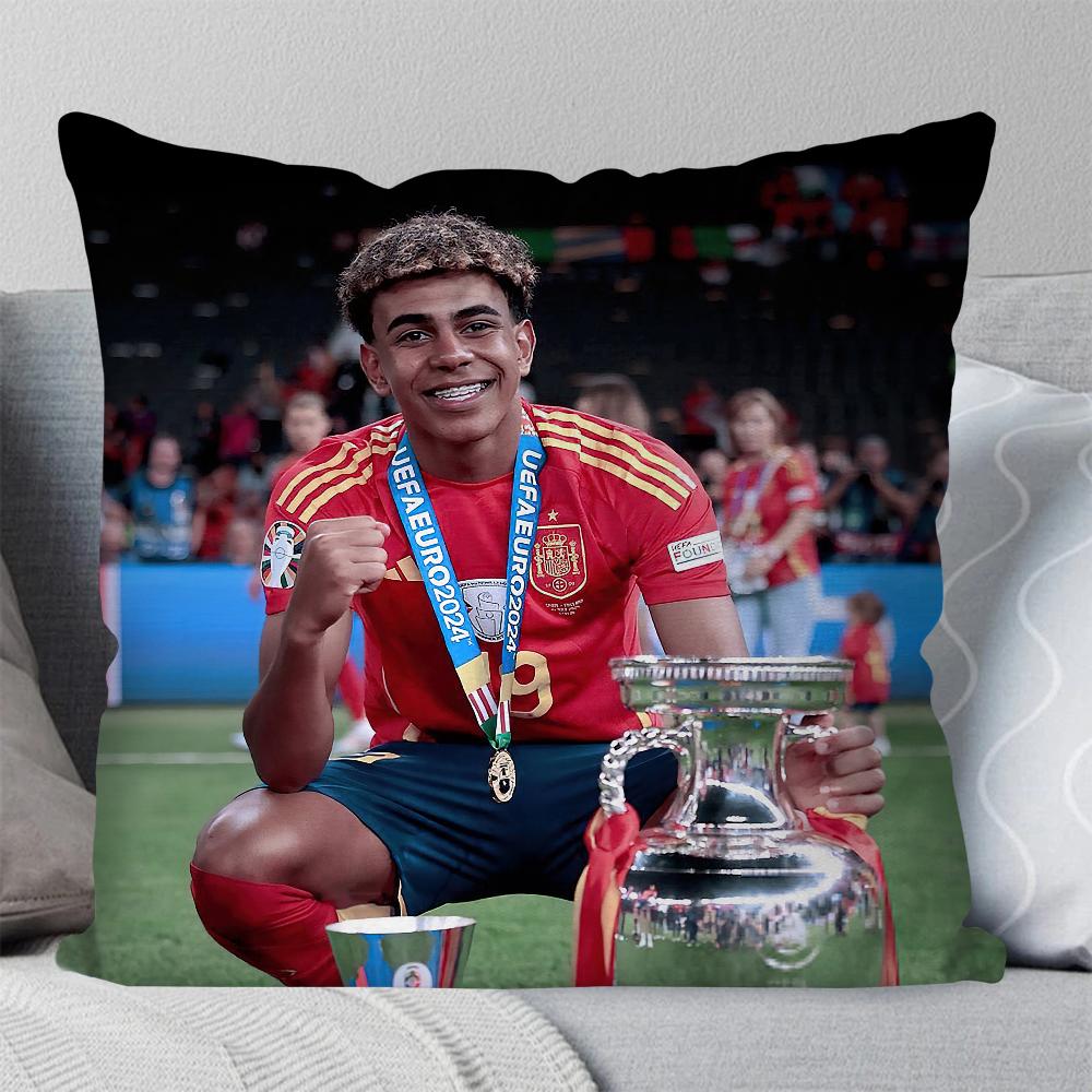 Football L-Lamine Number 19 Y-Yamal Pillow Case Square Pillow Bedroom Sofa Leisure Comfort Car Living Room Home Decoration 40X40
