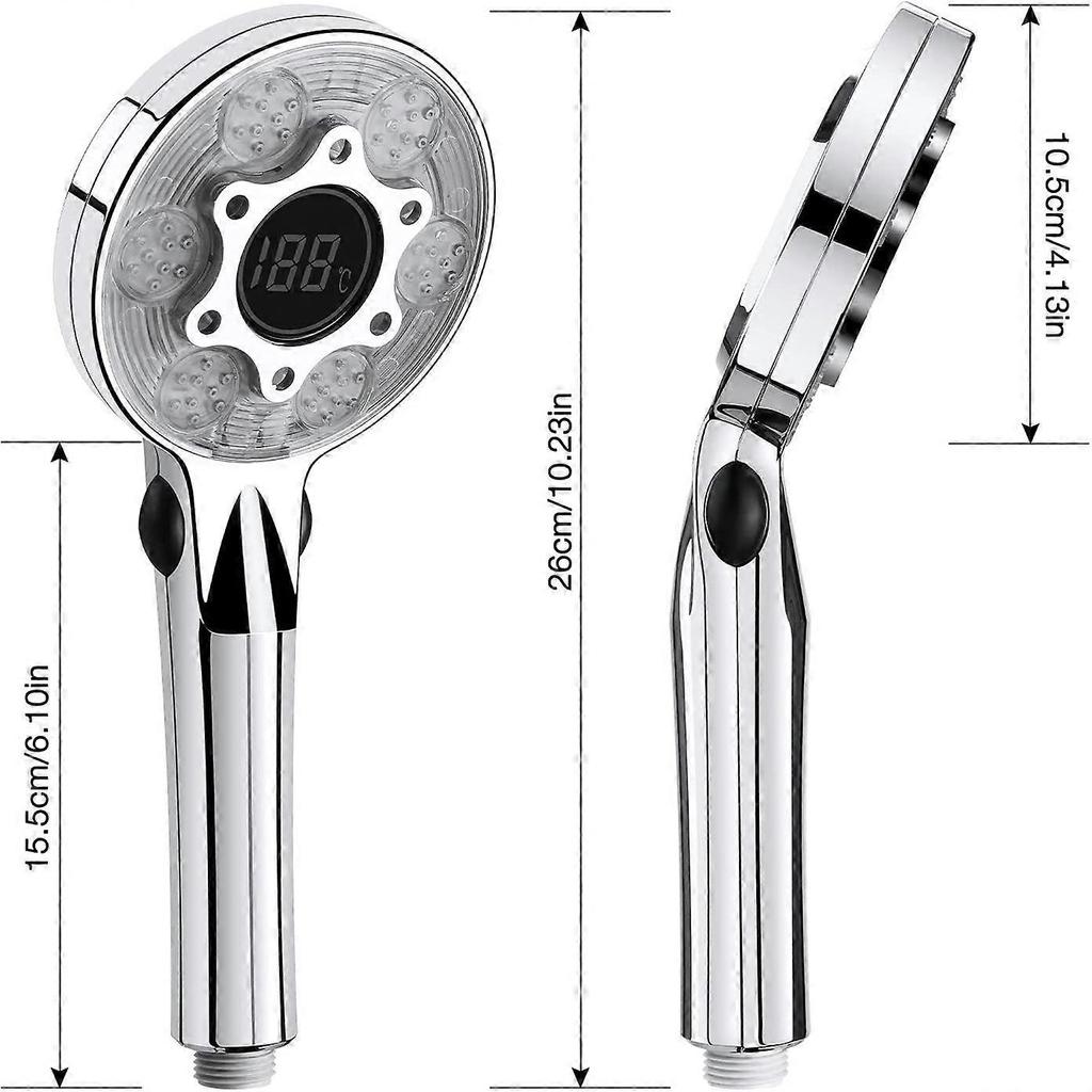 Pommeau de Douche LED, 3 Couleurs Douchette Douche avec Affichag de Temprature, Douchette Douche Salle de Bain, Pommeau Douche Economiseur D'eau, Tte 