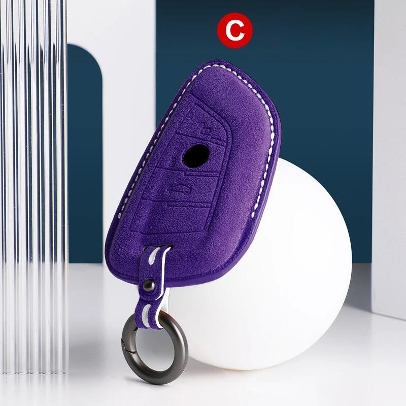 Car Key Case Cover for BMW 3 5 Series X1 X2 X3 X4 X5 X6 X7 F30 F90 F10 G30 G60 E60 F48 F39 E70 F15 F16 325li 530 Suede Keychain