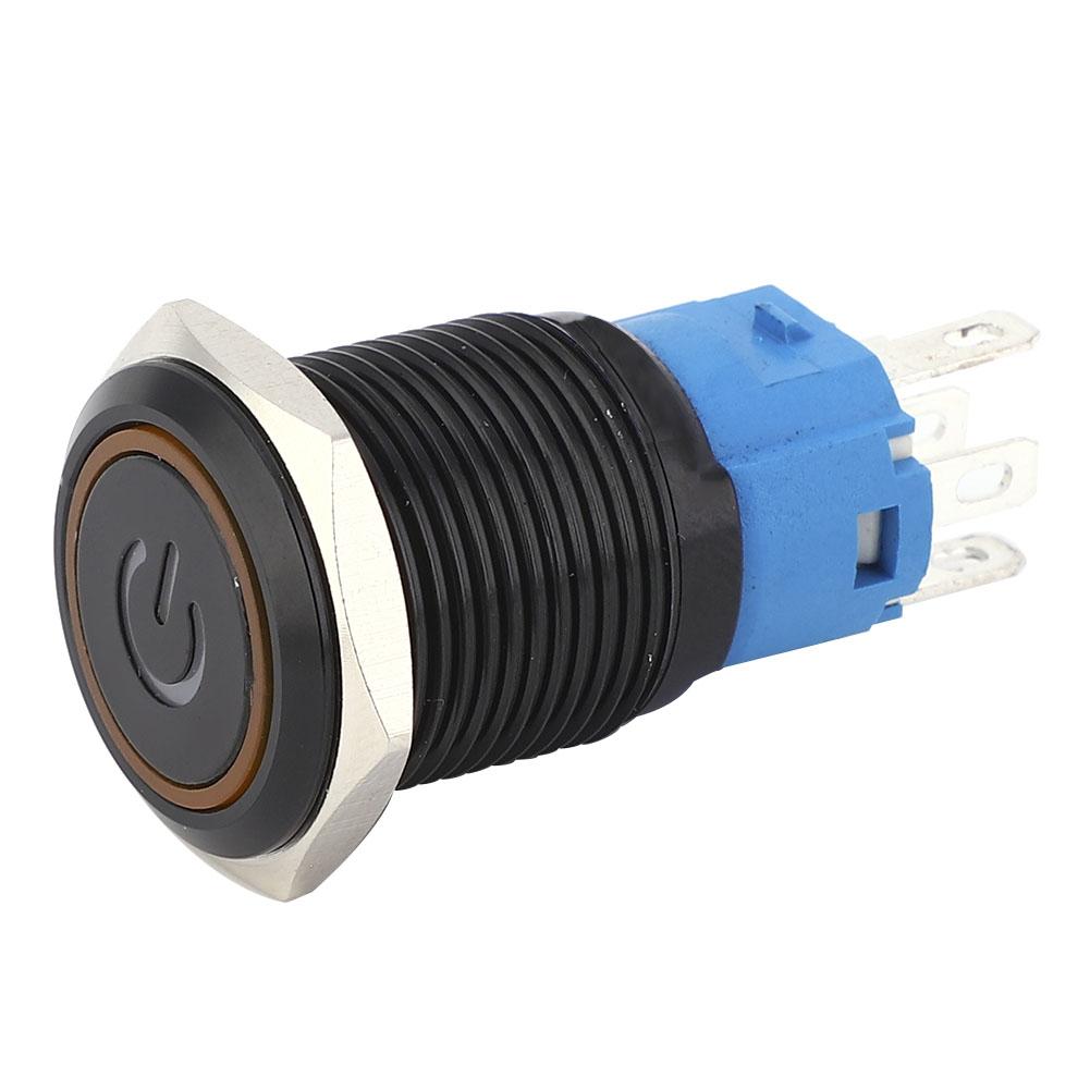 2 шт. Черный самоблокирующийся металлический переключатель IP65 с LED-лампой и символом 16 мм(Синий 36 В постоянного тока)