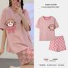 Летняя пижама, домашняя одежда, костюм, женский, тонкий, хлопковый, шорты с короткими рукавами, повседневная, корейская, милая, студенческая пижама, домашняя одежда